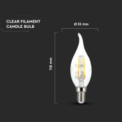 LED КЕНДЪЛ 4W E14 FILAMENT ПЛАМ.3000K-SKU:214302