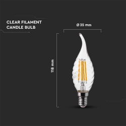 LED КЕНДЪЛ 4W E14 FILAMENT СПИРАЛА ПЛАМ. 4000К-SKU:214431