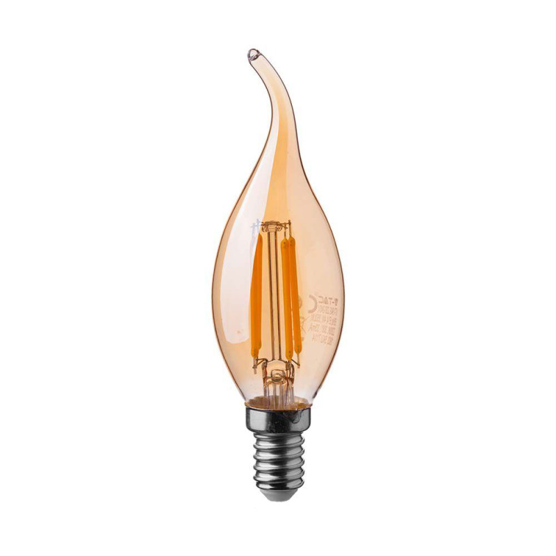 ЛЕД 4W E14 КЕНДЪЛ ПЛ. FILAMENT AMBER 2200K-SKU:217114