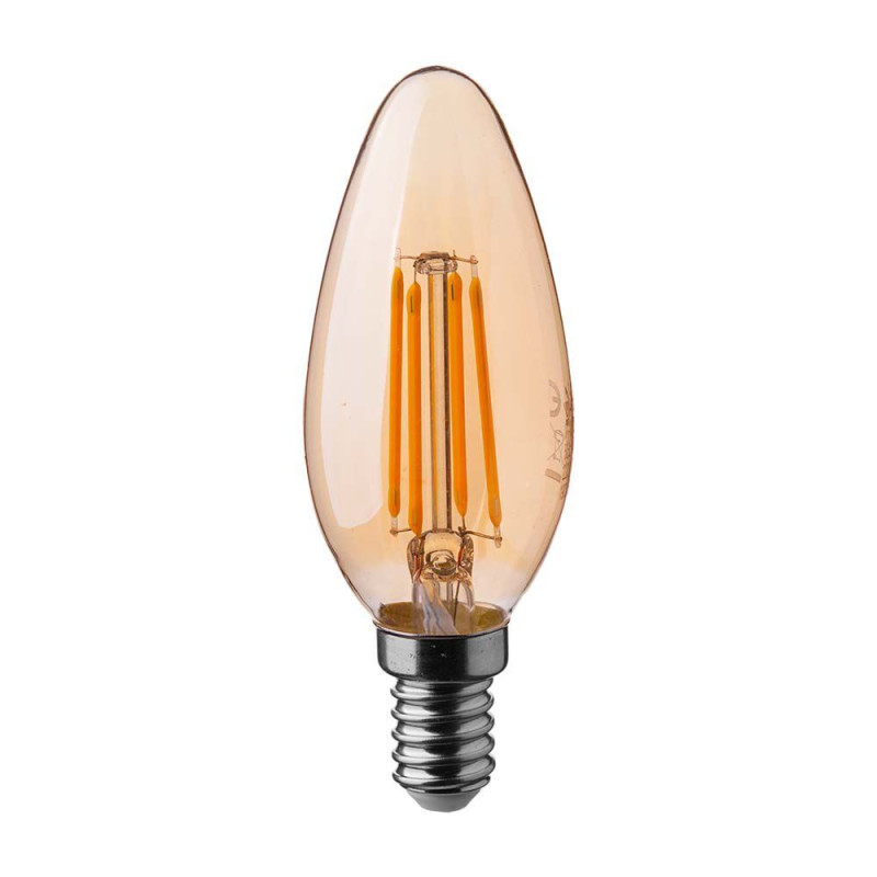 ЛЕД КЕНДЪЛ 4W E14 FILAMENT AMBER  2200K-SKU:217113