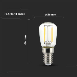 LED КРУШКА 2W E14 ST26 FILAMENT 3000K-SKU:214444