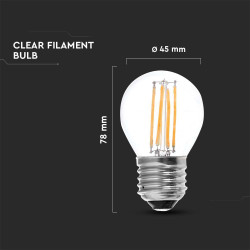 LED КРУШКА 4W E27 G45 FILAMENT 3000К-SKU:214306