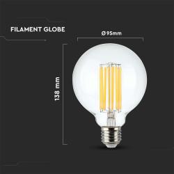 LED КРУШКА 6W E27 G95 FILAMENT 3000K-SKU:214305