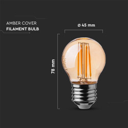 ЛЕД 4W G45 E27 FILAMENT AMBER  2200K-SKU:217100