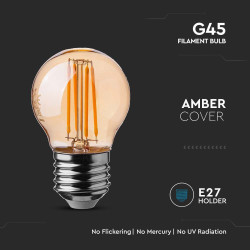 ЛЕД 4W G45 E27 FILAMENT AMBER  2200K-SKU:217100