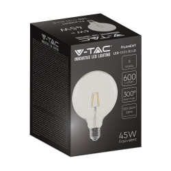 LED КРУШКА 6W E27 G125 FILAMENT 3000K-SKU:214304