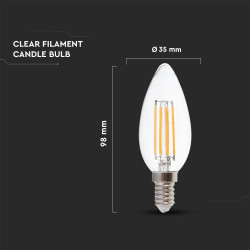 ЛЕД КЕНДЪЛ 6W FILAMENT  4000K  E14-SKU:217424