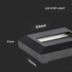 2W LED ОСВ.ЗА СTЪПАЛА 3000K ЧЕРНО КВАДРАТ IP65-SKU:211323