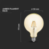 12W G125 LED КРУШКА FILAMENT AMBER 2200K E27-SKU:217456