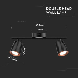 10W LED ДВОЕН СПОТ 3000K ЧЕРЕН-SKU:218255