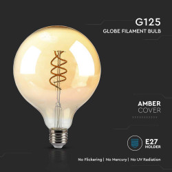 ЛЕД КРУШКА 6W E27 G125 FILAMENT 2ХСП.AMBER 1800K-SKU:217328