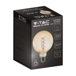 ЛЕД КРУШКА 5W G125 E27 FILAMENT AMBER 1800К ДИМ-SKU:217415