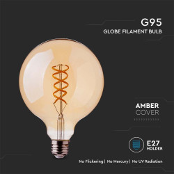 ЛЕД КРУШКА 5W E27 G95 FILAMENT AMBER 1800K-SKU:217217