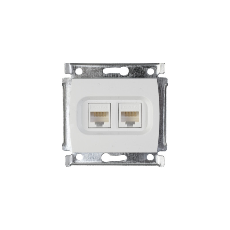 Розетка  RJ45 8/8 с 2 модула Cat6 UTP, бял