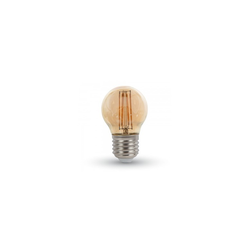 LED Крушка - 4W Filament E27 G45 Amber Топло Бяла Светлина - 7100