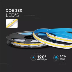 COB 280-LED ЛЕНТА IP20-3000K 24V/10W/M 800LM/M